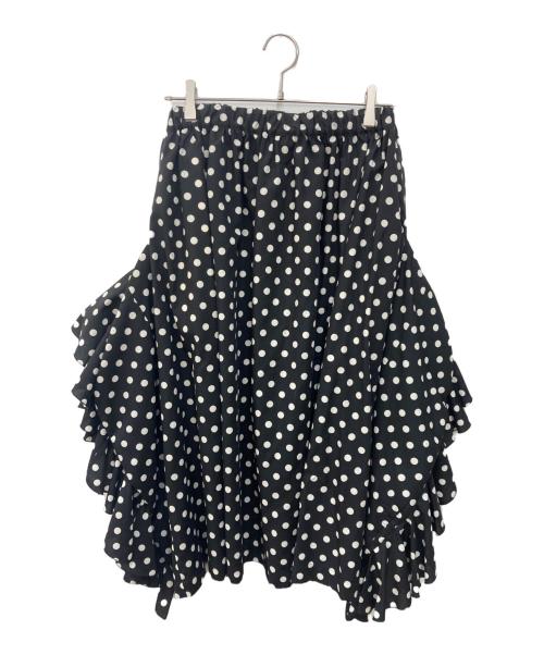 COMME des GARCONS COMME des GARCONS（コムデギャルソン コムデギャルソン）COMME des GARCONS COMME des GARCONS (コムデギャルソン コムデギャルソン) ポリエステルドット変形フリル装飾ドローストリングボリュームスカート ブラック サイズ:Sの古着・服飾アイテム
