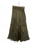 sacaiサカイ）の古着「Solid Satin Skirt」｜グリーン