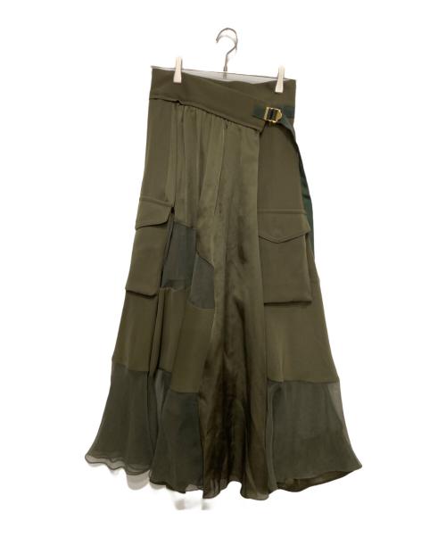 sacai（サカイ）sacai (サカイ) Solid Satin Skirt グリーン サイズ:1の古着・服飾アイテム