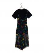 sacaiサカイ）の古着「Floral Print Cotton Jersey Dress」｜ブラック