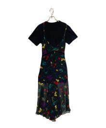 sacai（サカイ）の古着「Floral Print Cotton Jersey Dress」｜ブラック