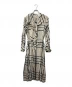 HYKEハイク）の古着「CUPRO CHECK PUSSY BOW DRESS　キュプラチェック プッシーボウドレス」｜ベージュ