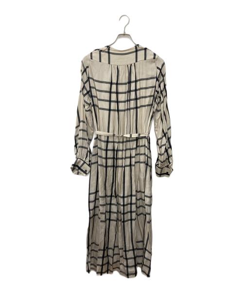 HYKE（ハイク）HYKE (ハイク) CUPRO CHECK PUSSY BOW DRESS　キュプラチェック プッシーボウドレス ベージュ サイズ:SIZE 2 未使用品の古着・服飾アイテム