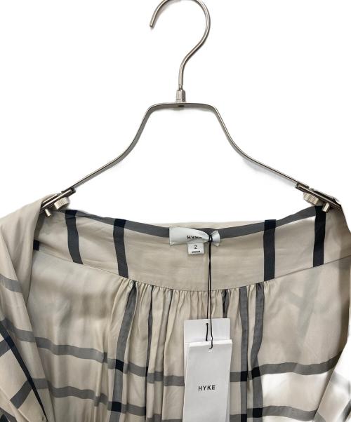 HYKE（ハイク）HYKE (ハイク) CUPRO CHECK PUSSY BOW DRESS　キュプラチェック プッシーボウドレス ベージュ サイズ:SIZE 2 未使用品の古着・服飾アイテム