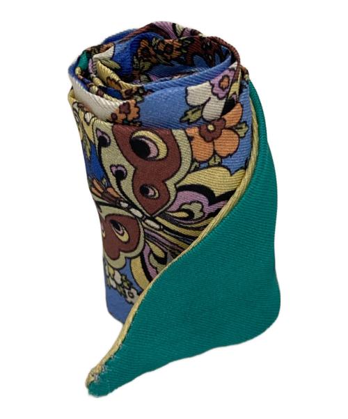 ETRO（エトロ）ETRO (エトロ) ネイチャープリントシルクスカーフ ブルーの古着・服飾アイテム