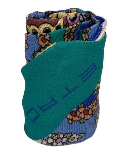 ETRO（エトロ）ETRO (エトロ) ネイチャープリントシルクスカーフ ブルーの古着・服飾アイテム