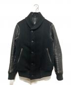 wjkダブルジェイケー）の古着「レザー切替スタジャン」｜ブラック