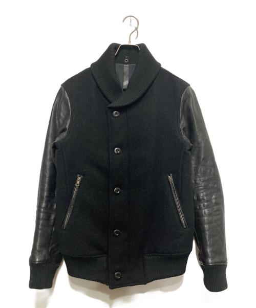 wjk（ダブルジェイケー）wjk (ダブルジェイケー) レザー切替スタジャン ブラック サイズ:Lの古着・服飾アイテム