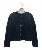 BLUE LABEL CRESTBRIDGEブルーレーベルクレストブリッジ）の古着「金釦袖裏チェックスウェットカーディガン」｜ブラック