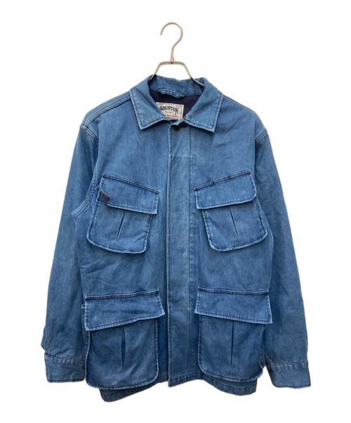 HOUSTON（ヒューストン）HOUSTON (ヒューストン) 3LAYER DENIM FATIGUE JACKET ブルー サイズ:MEDIUMの古着・服飾アイテム