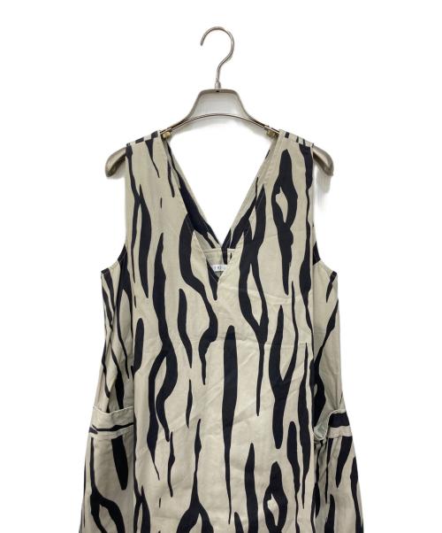 ETRE TOKYO（エトレトウキョウ）ETRE TOKYO (エトレトウキョウ) ゼブラペイントコットンテントワンピース ベージュ サイズ:FREEの古着・服飾アイテム