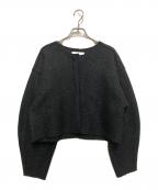 ELLAエラ）の古着「ノーカラーツイードジャケット」｜ブラック