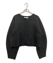 ELLA（エラ）の古着「ノーカラーツイードジャケット」｜ブラック