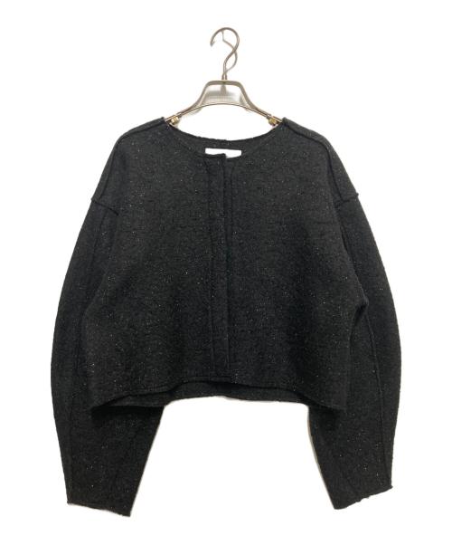 ELLA（エラ）eLLa (エラ) ノーカラーツイードジャケット ブラック サイズ:不明の古着・服飾アイテム