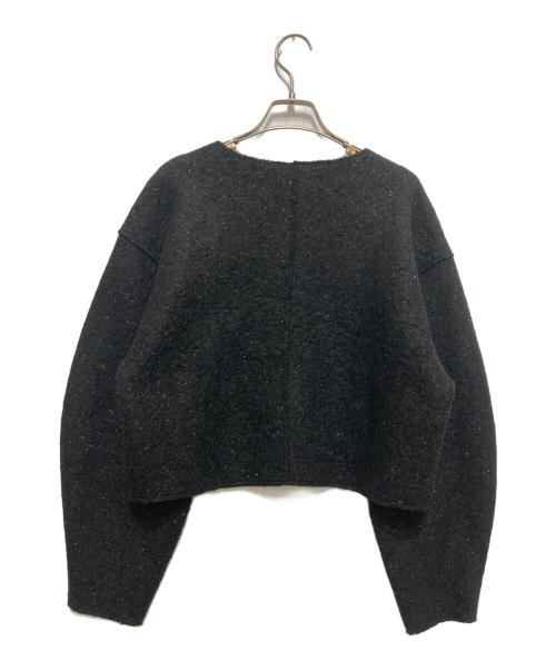 ELLA（エラ）eLLa (エラ) ノーカラーツイードジャケット ブラック サイズ:不明の古着・服飾アイテム