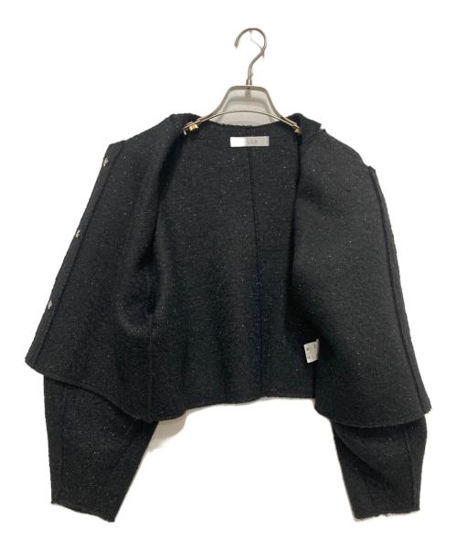 ELLA（エラ）eLLa (エラ) ノーカラーツイードジャケット ブラック サイズ:不明の古着・服飾アイテム
