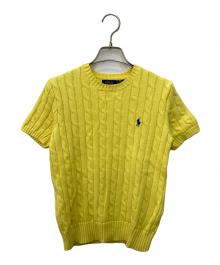 POLO RALPH LAUREN（ポロ・ラルフローレン）の古着「ポニー刺繍ショートスリーブケーブルニット」｜イエロー
