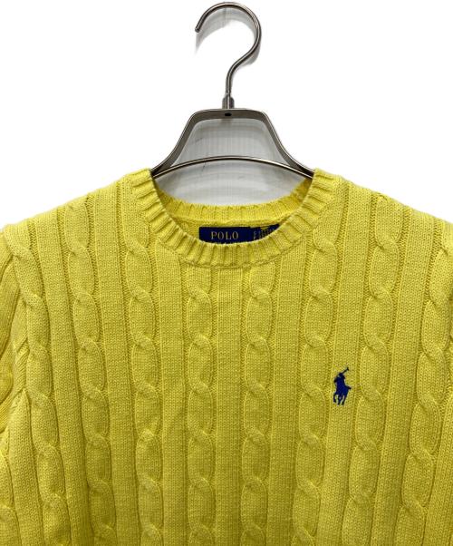 POLO RALPH LAUREN（ポロ・ラルフローレン）POLO RALPH LAUREN (ポロ・ラルフローレン) ポニー刺繍ショートスリーブケーブルニット イエロー サイズ:Ｓの古着・服飾アイテム