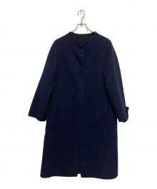 TOKYO SOIR（トウキョウソワール）の古着「カシミヤ混ノーカラーリバーコート」｜ネイビー
