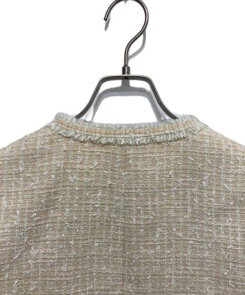 theory（セオリー）theory (セオリー) CROPPED JKT LIBERTY TWEED  ノーカラージャケット　クロップド ジャケット リバティ ツイード ベージュ サイズ:SIZE 0の古着・服飾アイテム