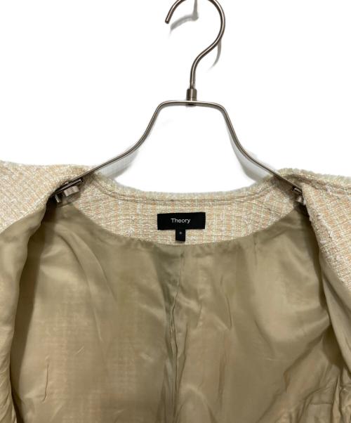 theory（セオリー）theory (セオリー) CROPPED JKT LIBERTY TWEED  ノーカラージャケット　クロップド ジャケット リバティ ツイード ベージュ サイズ:SIZE 0の古着・服飾アイテム