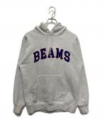 BEAMSビームス）の古着「BEAMS ロゴ ベーシック フーディ」｜ライトグレー