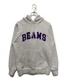 BEAMS（ビームス）の古着「BEAMS ロゴ ベーシック フーディ」｜ライトグレー