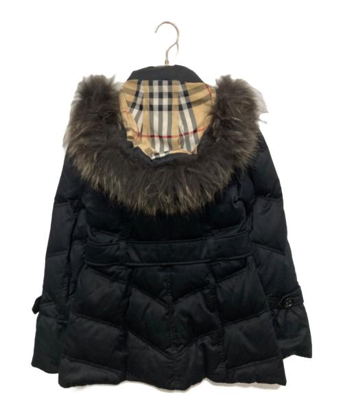 Burberry's（バーバリー）Burberry's (バーバリー) ラクーンファー付きダウンコート ブラック サイズ:40の古着・服飾アイテム