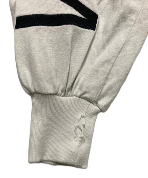 BALENCIAGA（バレンシアガ）BALENCIAGA (バレンシアガ) ヴィンテージ加工フロントロゴ長袖カットソーTシャツ ホワイト サイズ:Lの古着・服飾アイテム