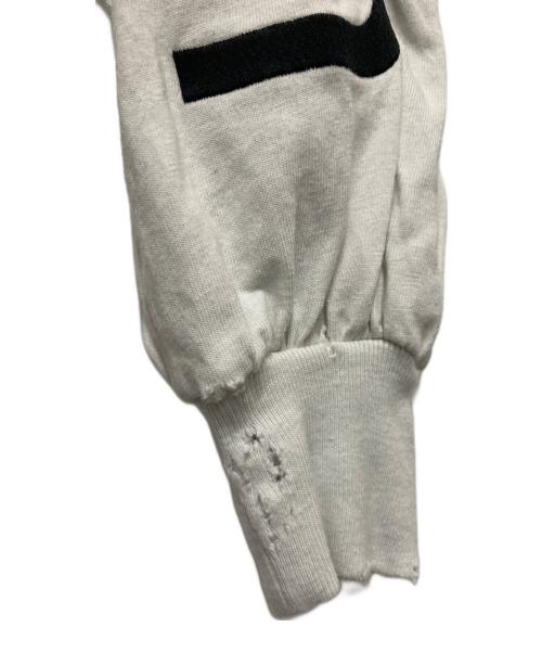 BALENCIAGA（バレンシアガ）BALENCIAGA (バレンシアガ) ヴィンテージ加工フロントロゴ長袖カットソーTシャツ ホワイト サイズ:Lの古着・服飾アイテム