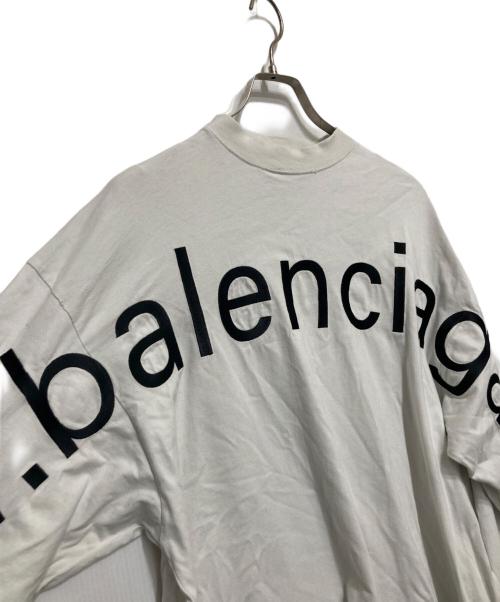 BALENCIAGA（バレンシアガ）BALENCIAGA (バレンシアガ) ヴィンテージ加工フロントロゴ長袖カットソーTシャツ ホワイト サイズ:Lの古着・服飾アイテム