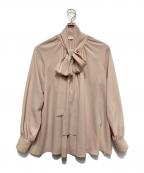 M-premierBLACKエムプルミエブラック）の古着「ボウタイギャザーブラウス」｜ピンク