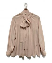 M-premierBLACK（エムプルミエブラック）の古着「ボウタイギャザーブラウス」｜ピンク