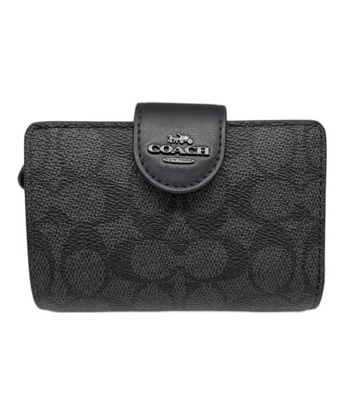 COACH（コーチ）COACH (コーチ) シグネチャー コーテッド キャンバス ミディアム コーナー ジップ ウォレットの古着・服飾アイテム
