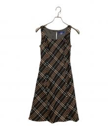 BURBERRY BLUE LABEL（バーバリー ブルー レーベル）の古着「ノースリーブチェックワンピース」｜ブラウン