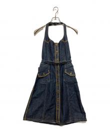 BURBERRY BLUE LABEL（バーバリー ブルー レーベル）の古着「ホルターネックデニムワンピース」｜インディゴ