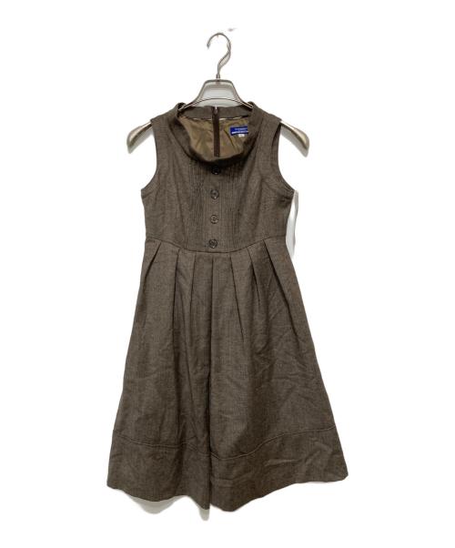 BURBERRY BLUE LABEL（バーバリー ブルー レーベル）BURBERRY BLUE LABEL (バーバリー ブルー レーベル) メタル釦アンゴラ混ノースリーブウールワンピース ブラウン サイズ:SIZE 36 未使用品の古着・服飾アイテム