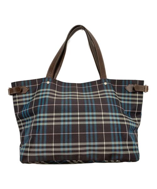 BURBERRY BLUE LABEL（バーバリー ブルー レーベル）BURBERRY BLUE LABEL (バーバリー ブルー レーベル) ノヴァチェックトートバッグ ブルー×ブラウンの古着・服飾アイテム