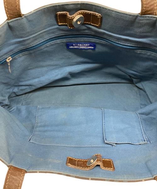 BURBERRY BLUE LABEL（バーバリー ブルー レーベル）BURBERRY BLUE LABEL (バーバリー ブルー レーベル) ノヴァチェックトートバッグ ブルー×ブラウンの古着・服飾アイテム