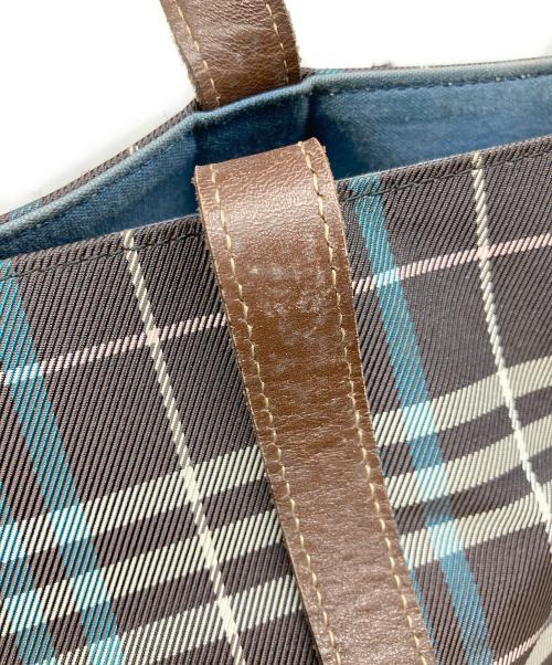 BURBERRY BLUE LABEL（バーバリー ブルー レーベル）BURBERRY BLUE LABEL (バーバリー ブルー レーベル) ノヴァチェックトートバッグ ブルー×ブラウンの古着・服飾アイテム