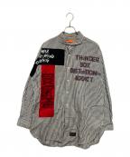 THUNDERBOXサンダーボックス）の古着「CARD ANARCHY SHIRT　カード アナーキー シャツ」｜ホワイト×グレー