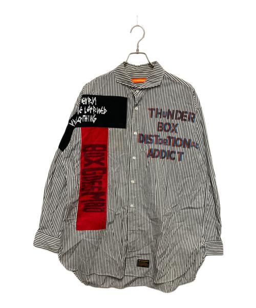 THUNDERBOX（サンダーボックス）THUNDERBOX (サンダーボックス) CARD ANARCHY SHIRT　カード アナーキー シャツ ホワイト×グレー サイズ:Mの古着・服飾アイテム