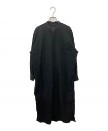 COMOLI（コモリ）の古着「バンドカラープルオーバーシャツワンピース」｜ブラック