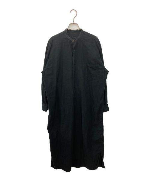 COMOLI（コモリ）COMOLI (コモリ) バンドカラープルオーバーシャツワンピース ブラックの古着・服飾アイテム