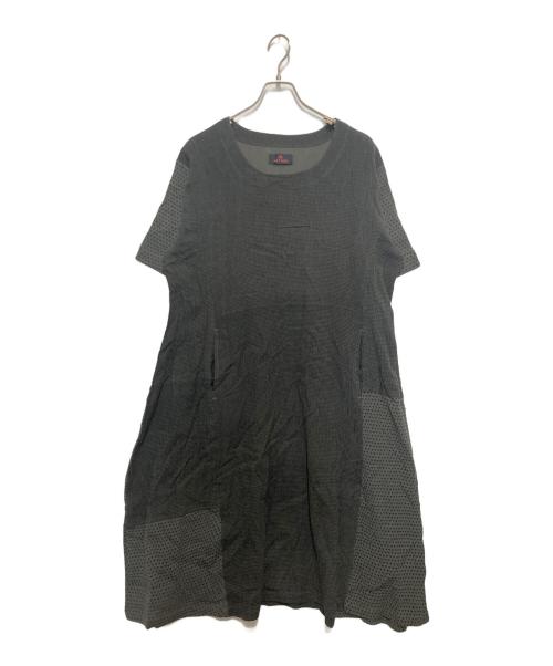 ART MIX 萌（アート ミックス モユル）ART MIX 萌 (アート ミックス モユル) 切替ワンピース グレー サイズ:O/Sの古着・服飾アイテム