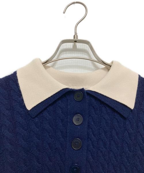Sandro（サンドロ）Sandro (サンドロ) ケーブルニットポロ ネイビーの古着・服飾アイテム