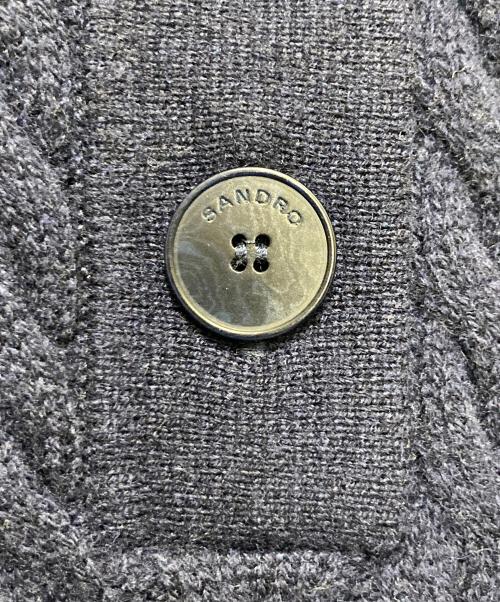 Sandro（サンドロ）Sandro (サンドロ) ケーブルニットポロ ネイビーの古着・服飾アイテム