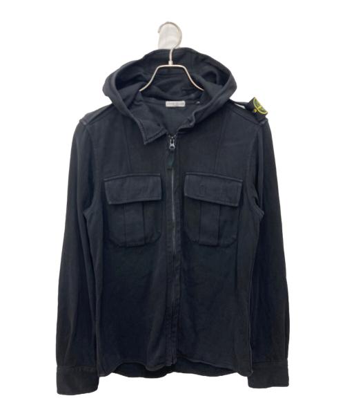 STONE ISLAND（ストーンアイランド）STONE ISLAND (ストーンアイランド) TWIN POCKET HOODED OVERSHIRT ブラック サイズ:Sの古着・服飾アイテム