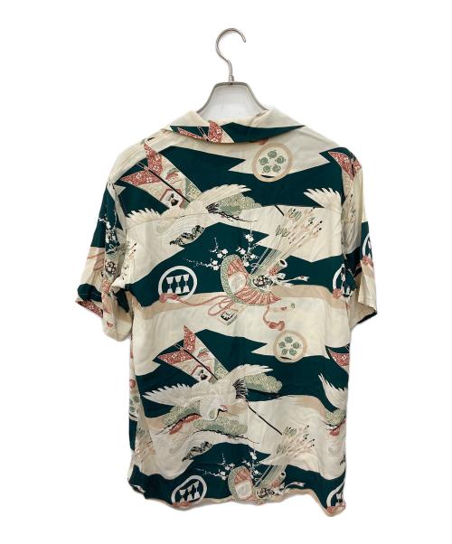 SUNSEA（サンシー）SUNSEA (サンシー) MUSA-SHIYA SHOTEN (ムサシヤショウテン) アロハシャツ ホワイト×グリーン サイズ:Lの古着・服飾アイテム