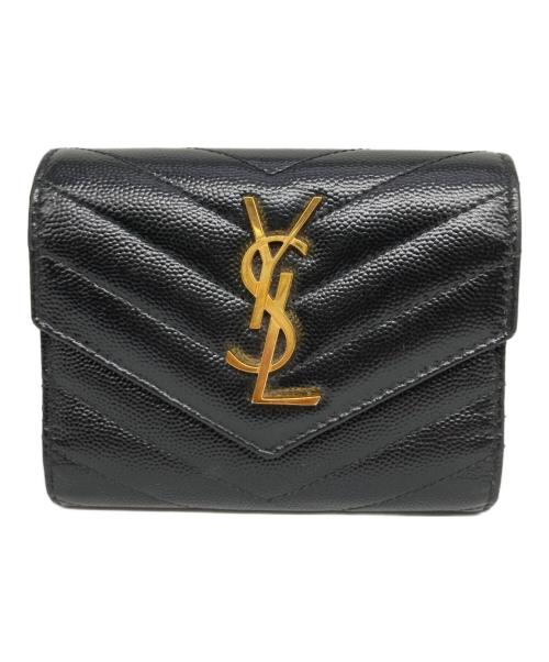 Saint Laurent Paris（サンローランパリ）Saint Laurent Paris (サンローランパリ) モノグラム・サンローラン コンパクト スリーフォールド ウォレット ブラック サイズ:表記なしの古着・服飾アイテム